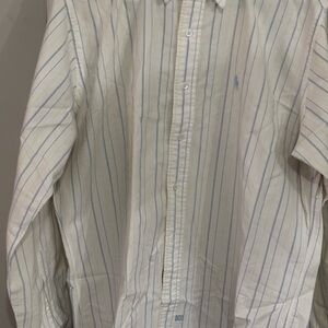 Ralph Lauren White and Blue Striped Casual Shirt